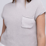 Mock Neck Short Sleeve Cropped Sweater, Zenana