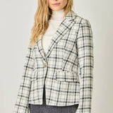 Mystree - Single Breasted Plaid Blazer