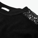 Q2 Black long sleeves sweater with sequins on the shoulders