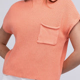Mock Neck Short Sleeve Cropped Sweater, Zenana