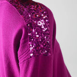 Q2 Fuchsia Long Sleeve Sweater With Sequins on The Shoulders