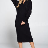 Sweater Knit Dolman Sleeve Midi Dress