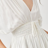Smocked Waist with Tassel Strap Dress, Mustard Seed