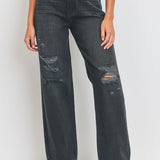 RIPPED DAD JEAN, Just Black Denim