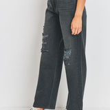 RIPPED DAD JEAN, Just Black Denim