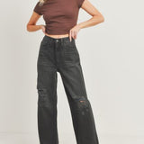 RIPPED DAD JEAN, Just Black Denim