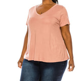 BAMBOO V NECK TOP, Various Colors, FABINA (Plus Size only)