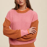 Color Block Ribbed Knit Sweater