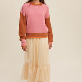 Color Block Ribbed Knit Sweater