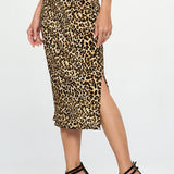Leopard Print Plisse Midi Skirt, Renee C