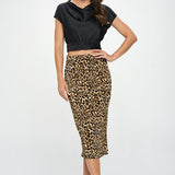 Leopard Print Plisse Midi Skirt, Renee C