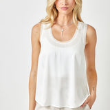 Satin Tank Top, White, Mystree