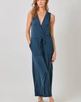 Mystree - Modal Ribbed Surplice Neck Jumpsuit