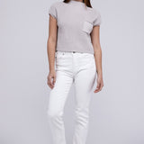 Mock Neck Short Sleeve Cropped Sweater, Zenana