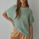 By Together | Knit Sweater Cotton Round Neck Short Sleeve Pullover