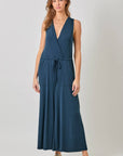 Mystree - Modal Ribbed Surplice Neck Jumpsuit
