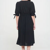 PUFF SLEEVE TEXTURED BUTTON DOWN MIDI DRESS, Jade by Jane(Plus size only)