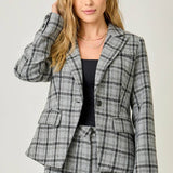 Mystree - Single Breasted Plaid Blazer