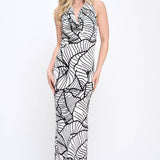Renee C. - Abstract Print Halter Cowl neck Dress with Open