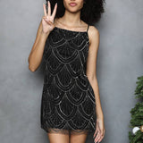 Angie Beaded Sequin Short Slip Dress