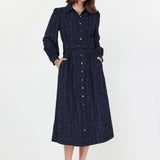 Current Air - Textured Jacquard Shirt Midi Dress