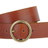 Most Wanted USA - Wide Brass-Toned Single Ring Buckle Leather Belt