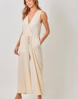 Mystree - Modal Ribbed Surplice Neck Jumpsuit