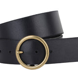 Most Wanted USA - Wide Brass-Toned Single Ring Buckle Leather Belt