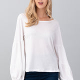 Hashttag White Balloon Sleeve Shirt