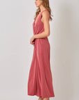 Mystree - Modal Ribbed Surplice Neck Jumpsuit