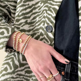 Two Tone 14k Gold Filled and Sterling Silver Bead Bracelet, Arm Candy by Alysa