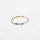 Two Tone 14k Gold Filled and Sterling Silver Bead Bracelet, Arm Candy by Alysa