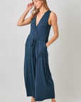 Mystree - Modal Ribbed Surplice Neck Jumpsuit