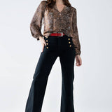 Q2 - Chiffon blouse in brown animal print