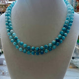 Zhanna Jewelry, Larimar double strand beaded necklace.