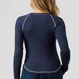 Long Sleeve Raglan Top with Contrast Seeming, by Hashttag