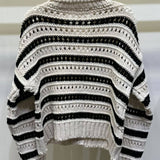 MILIO MILANO - STRIPE HOLE KNIT COLLARED CADIGAN