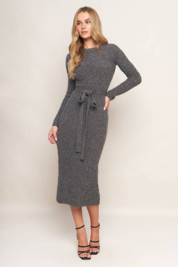 BE GOOD TO ME SWEATER MIDI DRESS l FLYING TOMATO H.GREY / M BE GOOD TO ME SWEATER MIDI DRESS l FLYING TOMATO H.GREY / M