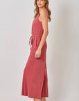 Mystree - Modal Ribbed Surplice Neck Jumpsuit