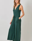 Mystree - Modal Ribbed Surplice Neck Jumpsuit