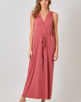 Mystree - Modal Ribbed Surplice Neck Jumpsuit