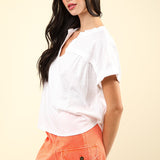 VERY J Notched Short Sleeve Washed T-Shirt