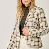 Mystree - Single Breasted Plaid Blazer