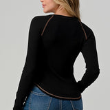 Long Sleeve Raglan Top with Contrast Seeming, by Hashttag