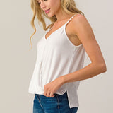 Ribbed Crossover Tank in White, by Hashttag