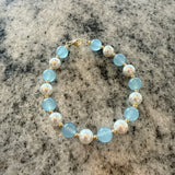 Zhanna Jewelry, Pearl and Aquamarine Bracelet