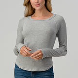 Long Sleeve Raglan Top with Contrast Seeming, by Hashttag