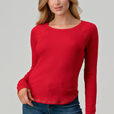 Long Sleeve Raglan Top with Contrast Seeming, by Hashttag