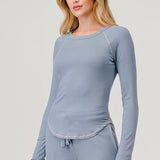 Long Sleeve Raglan Top with Contrast Seeming, by Hashttag