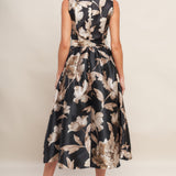 MOONLIGHT BLOSSOM WOVEN MIDI DRESS, Flying Tomato